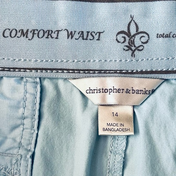Christopher Banks Sky Blue Comfort Waist Chino Flat Front Capris sz 14  POCKETS - Picture 5 of 9